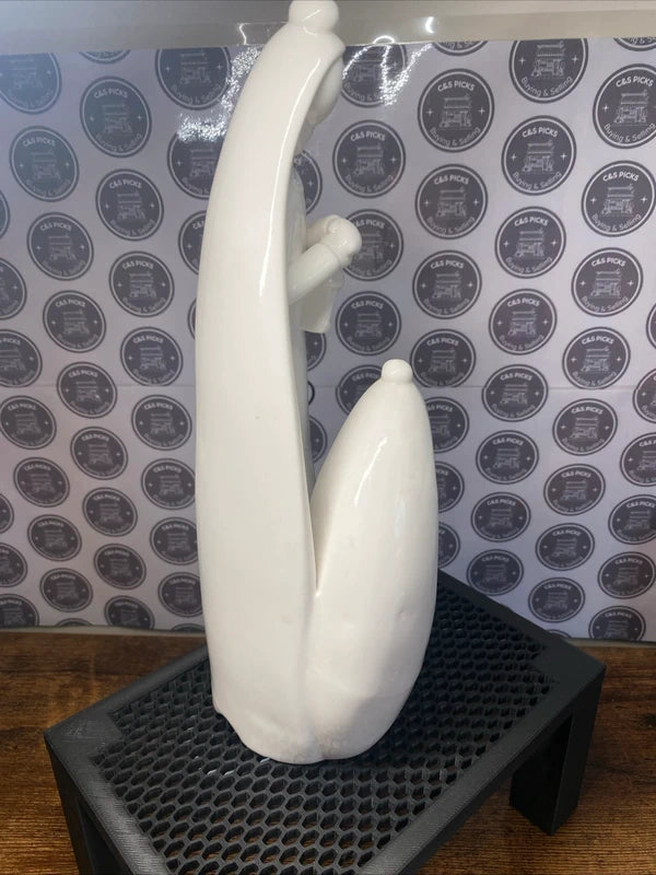 Vintage White Ceramic Nativity Scene Figurine Madonna W/ Child & Joseph Ornament