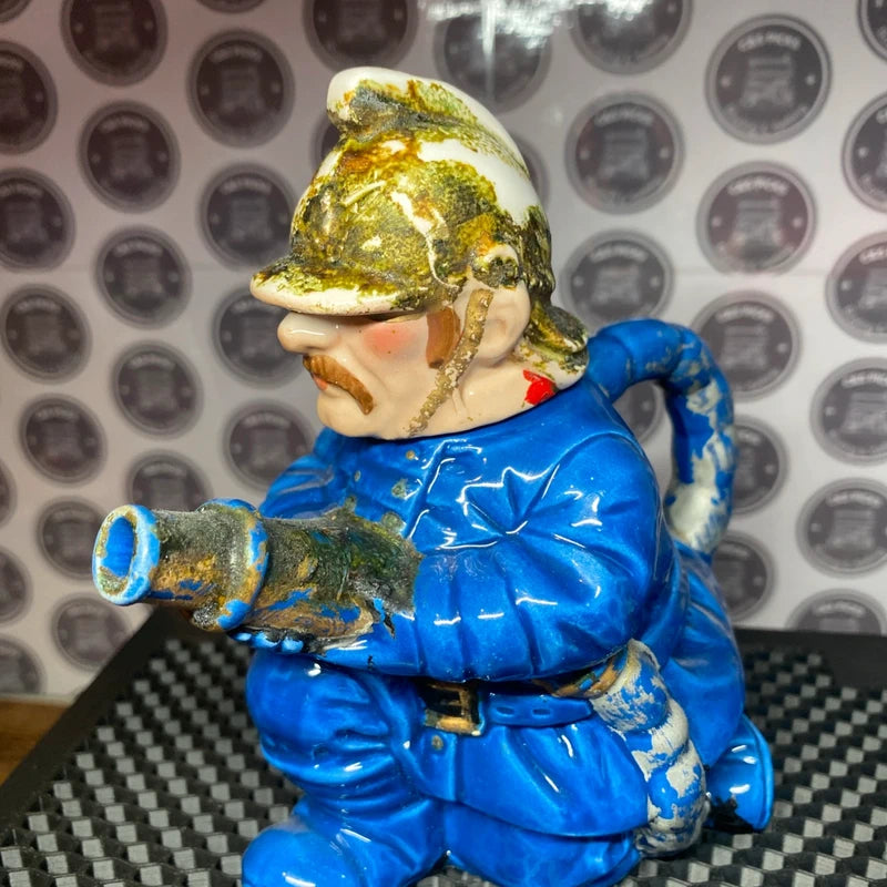 Vintage Leonardo Fireman Novelty Ceramic Teapot Hand Painted home decor mancave