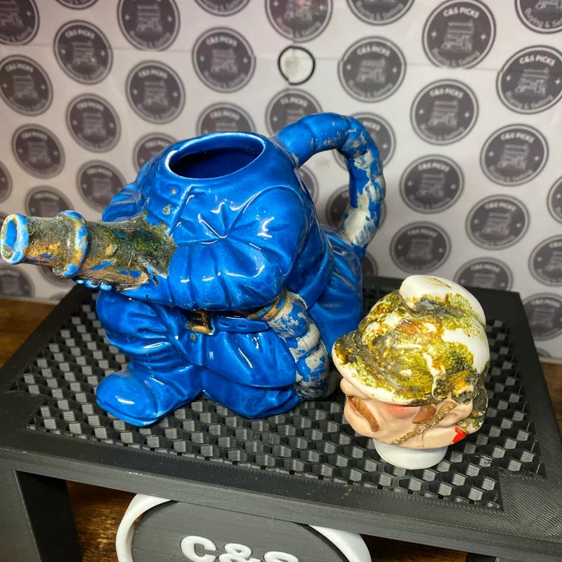 Vintage Leonardo Fireman Novelty Ceramic Teapot Hand Painted home decor mancave