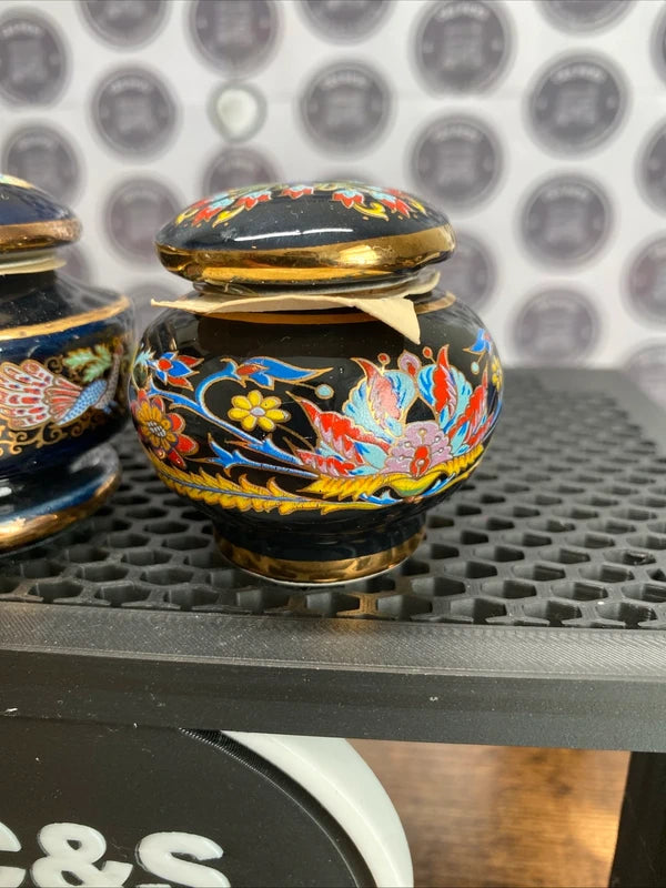 Vintage Greek Solid Perfume Bottle Scent Pot Hand Painted Enamel Bundle Sealed