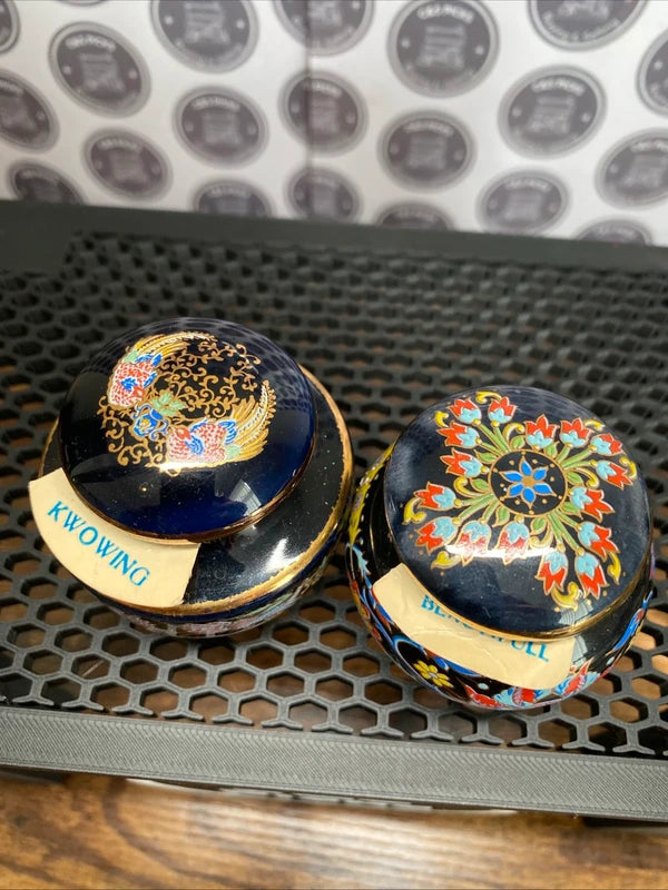 Vintage Greek Solid Perfume Bottle Scent Pot Hand Painted Enamel Bundle Sealed