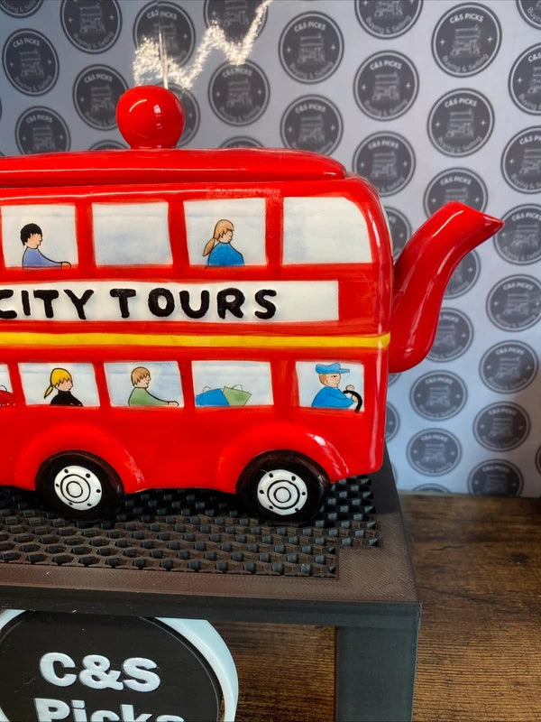 Vintage Teapot & Co Novelty London City Tours Red Bus Tea Pot Automotive Decor