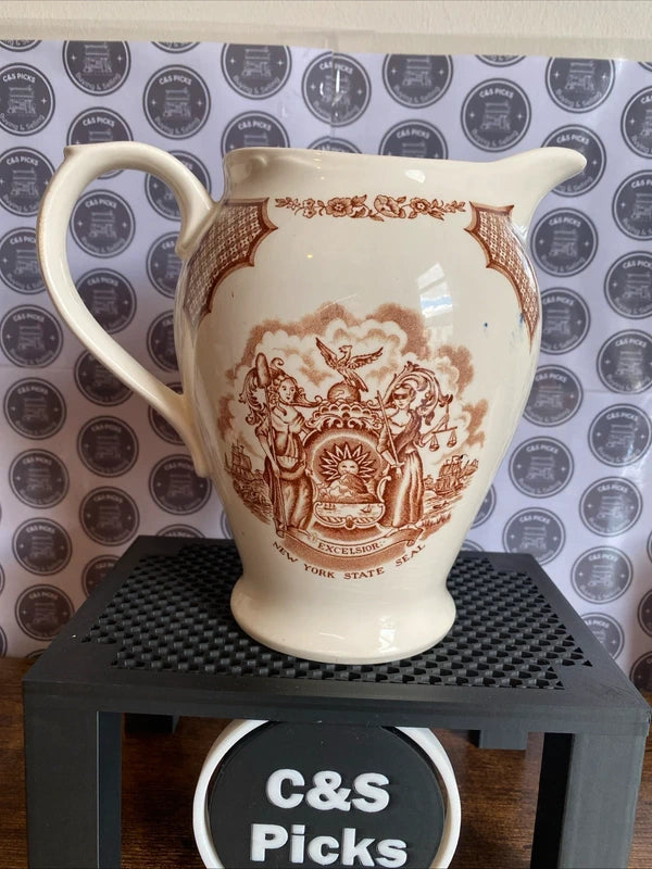 Vintage Alfred Meakin Fair Winds England Ceramic Pitcher Vase Jug New York Seal