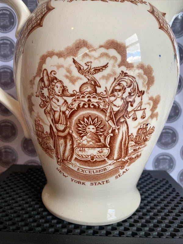 Vintage Alfred Meakin Fair Winds England Ceramic Pitcher Vase Jug New York Seal