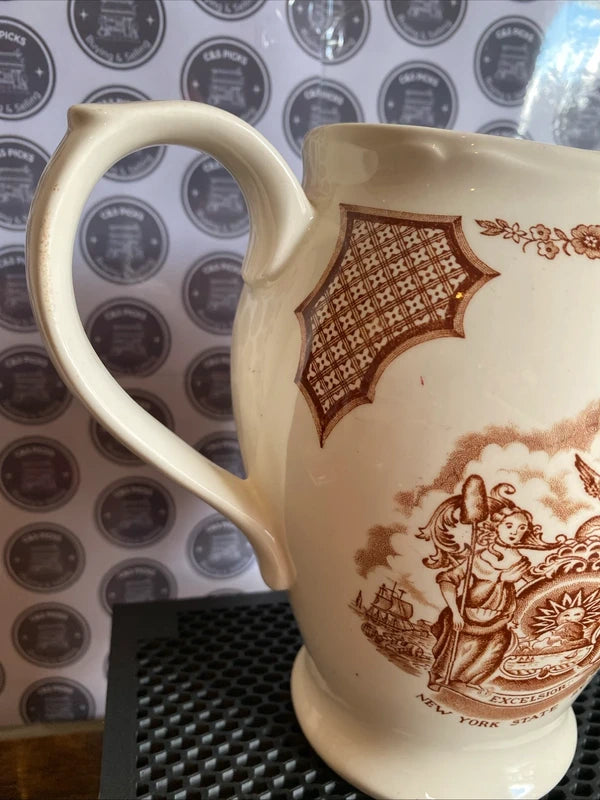 Vintage Alfred Meakin Fair Winds England Ceramic Pitcher Vase Jug New York Seal