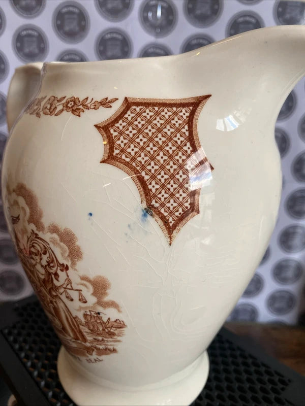 Vintage Alfred Meakin Fair Winds England Ceramic Pitcher Vase Jug New York Seal