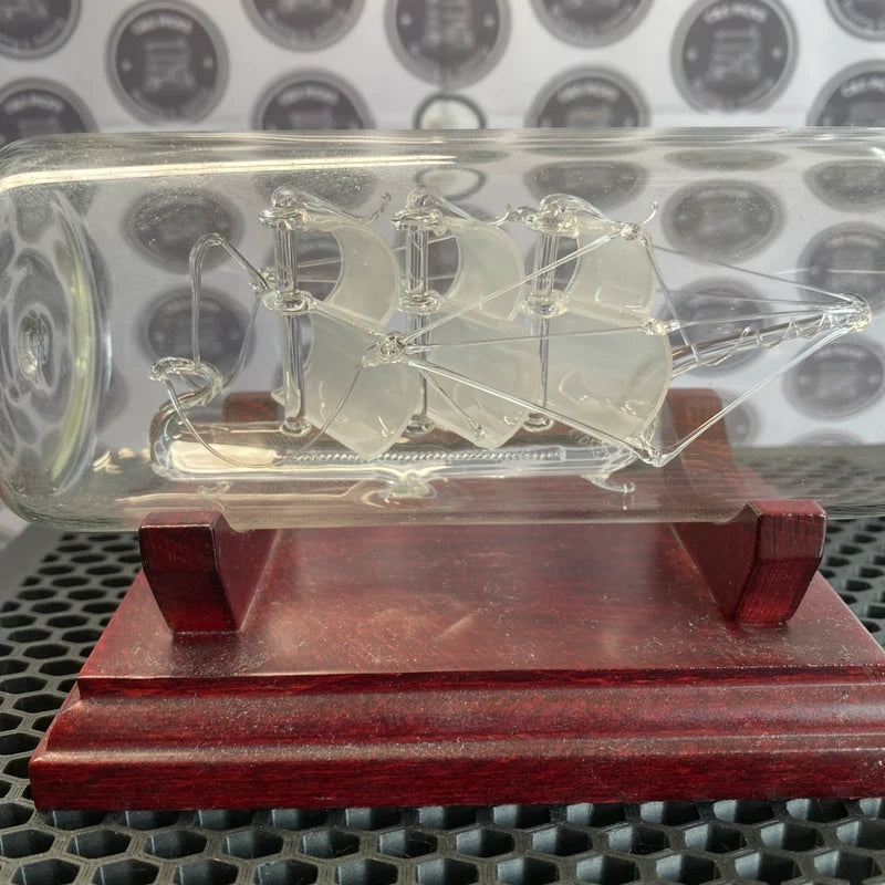 Vintage Ship In A Bottle Hand Blown Glass Ornament Nautical Maritime Collectible