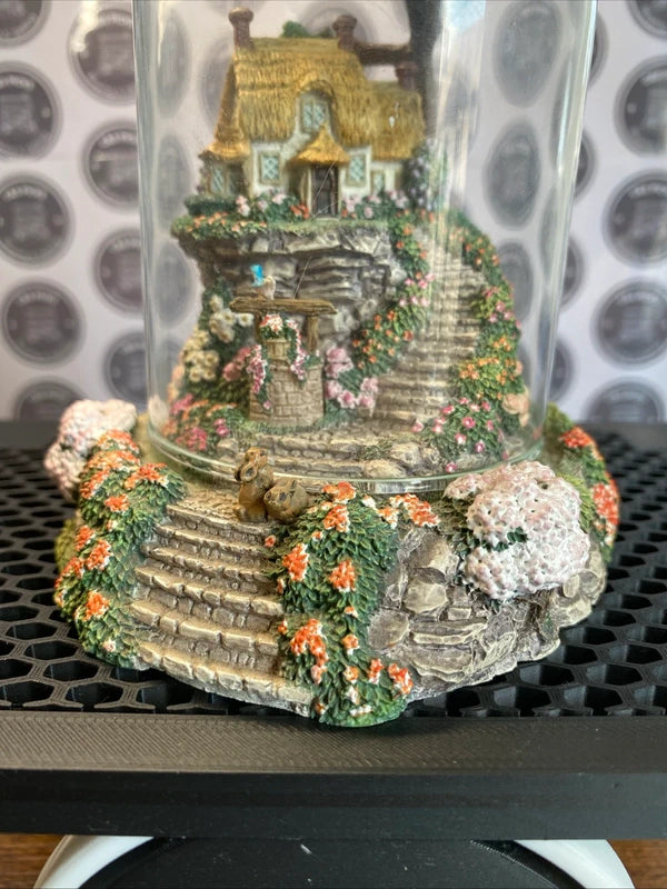 Vintage Hand Painted Violet L Schwenig Wishing Well Cottage Scene Ornament