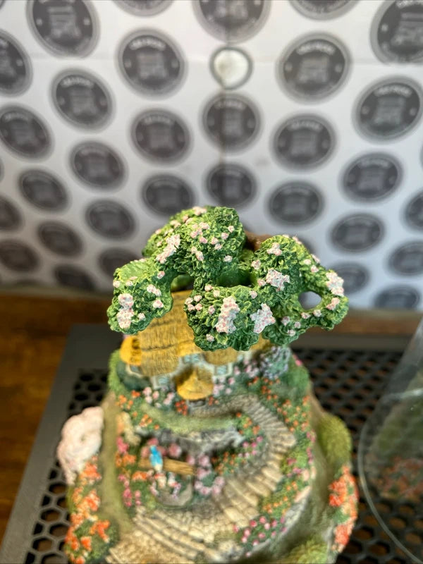 Vintage Hand Painted Violet L Schwenig Wishing Well Cottage Scene Ornament