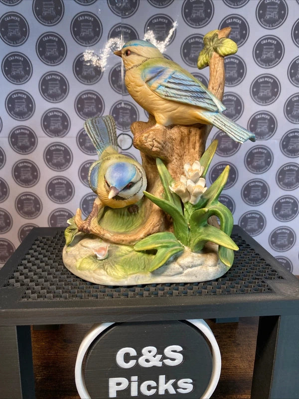 Vintage Alfretto Porcelain Blue Tit Bird Figurines Home Decor Ornament Gift