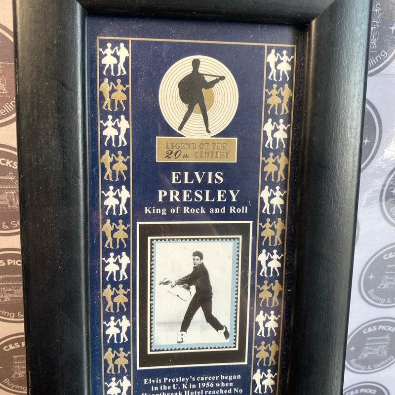 Vintage Elvis Presley Framed Memorabilia - Stamp and Coin 70’s Collectible Icon