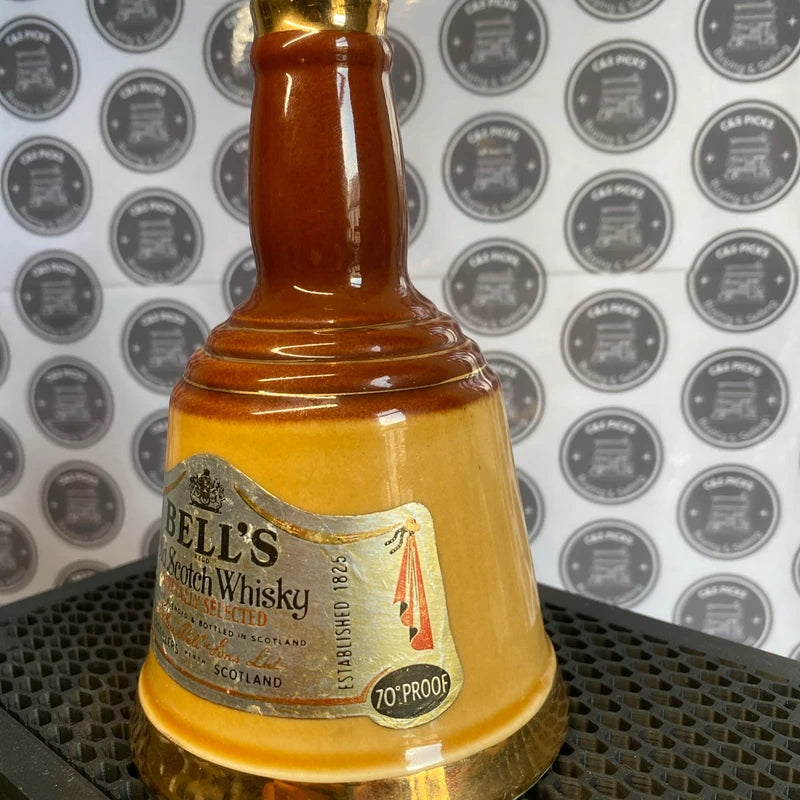 Vintage Wade Pottery Bells Old Scotch Whisky Bottle Ceramic Bell Shape Decanter