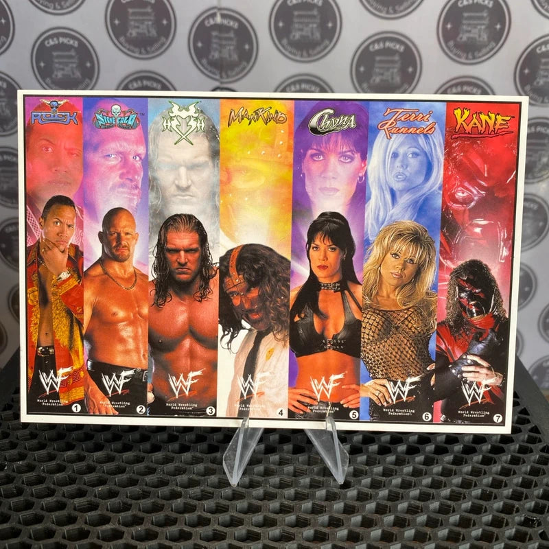 Vintage WWF Wrestling Postcard The Rock Tone Cold Kane Official Merchandise