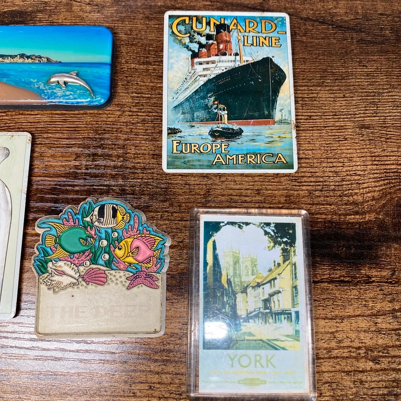 Bundle Of Fridge Magnets Some Vintage - York Benidorm Cunard Line Fish Donkey