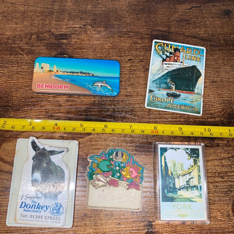 Bundle Of Fridge Magnets Some Vintage - York Benidorm Cunard Line Fish Donkey