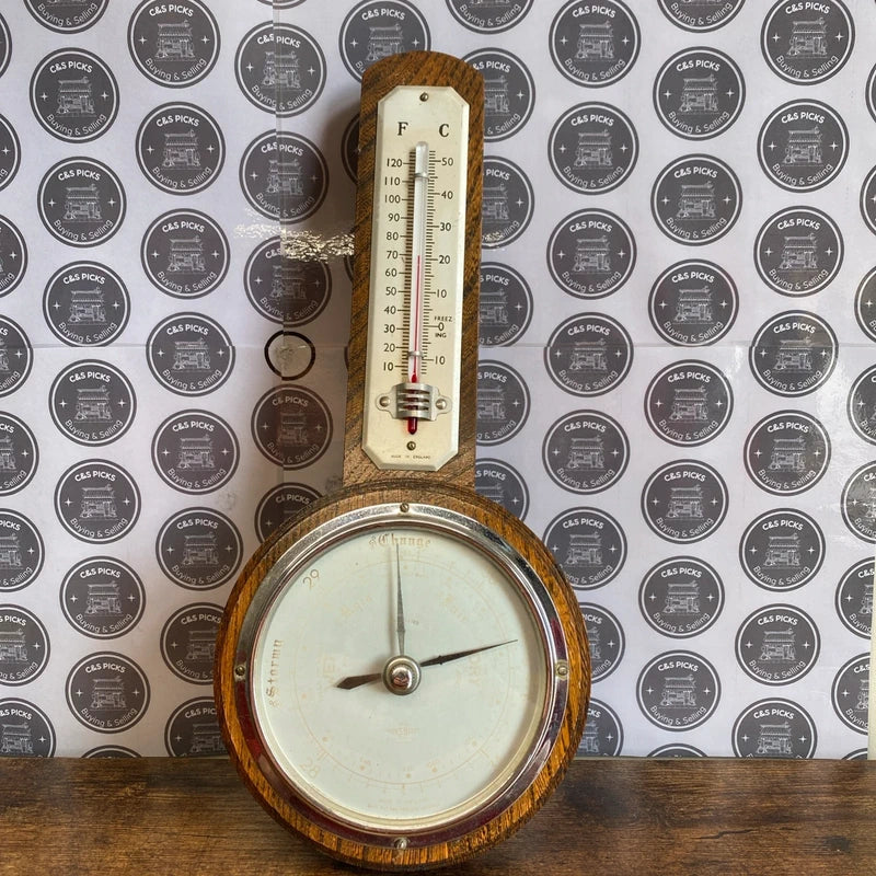Vintage Shortland SB Barometer Thermometer Wood gift mancave bar country house