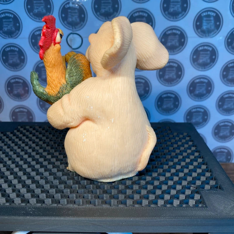 Vintage Piggin’ Friends Club Joining Piece Ornament Figurine Pig & Rooster Decor
