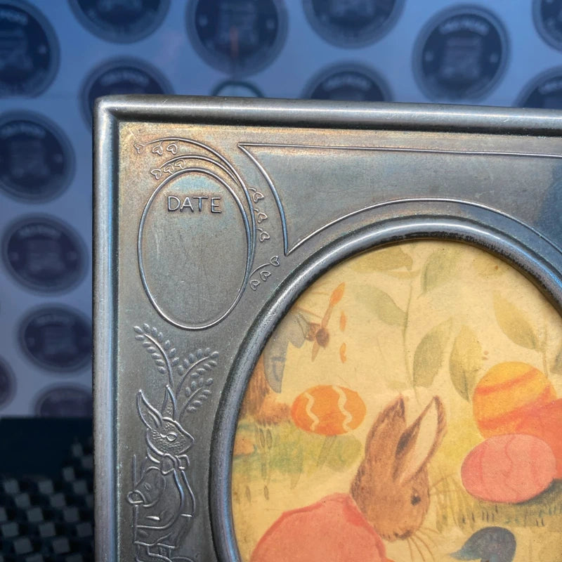 Vintage Silver Plated New Born Photo Picture Frame Date Time Weight Length Cute