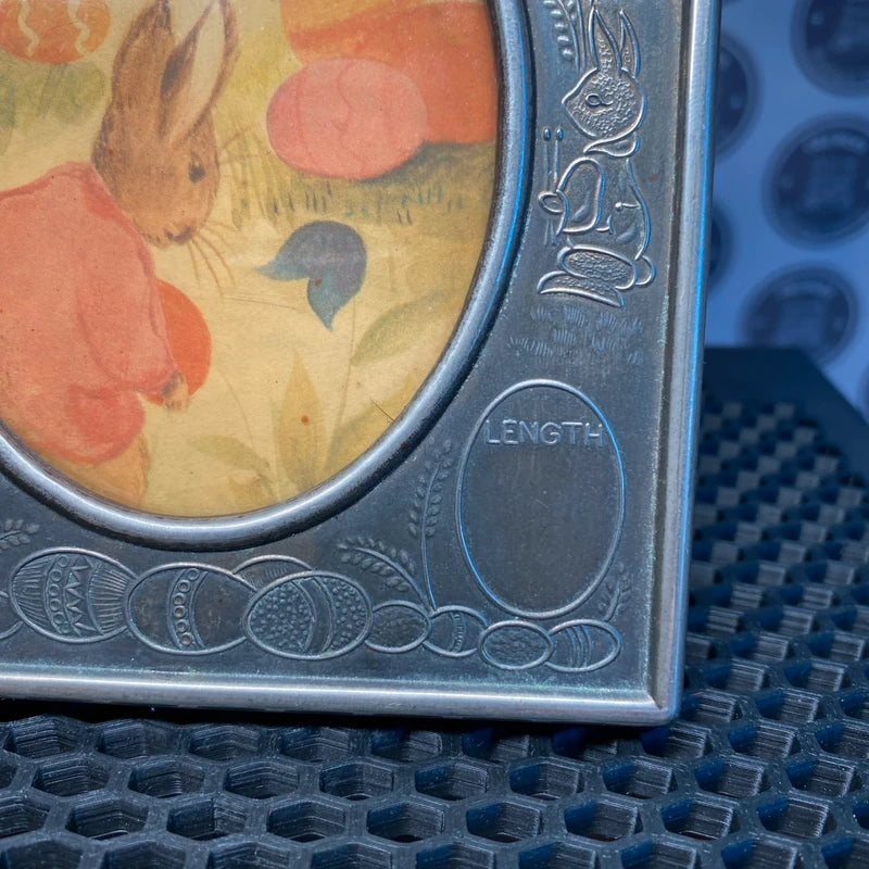 Vintage Silver Plated New Born Photo Picture Frame Date Time Weight Length Cute