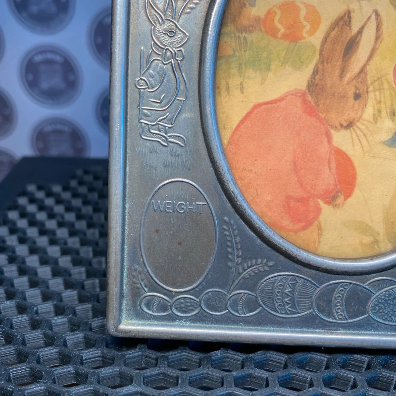 Vintage Silver Plated New Born Photo Picture Frame Date Time Weight Length Cute