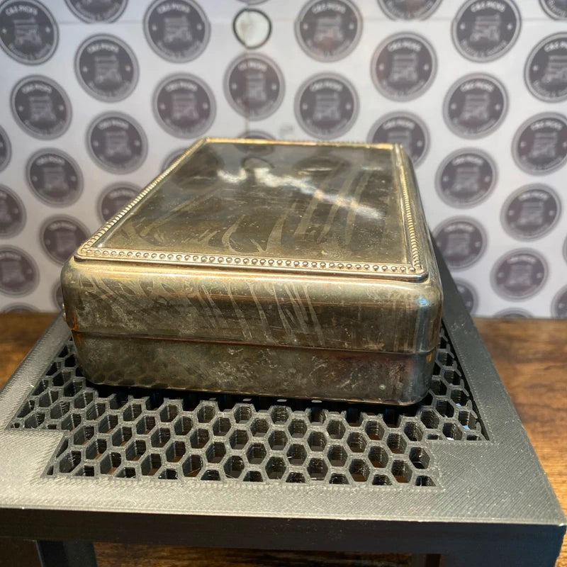 Vintage Jewellery Trinket Box W/ Mirror Silver Plated Home Decor Storage Prop