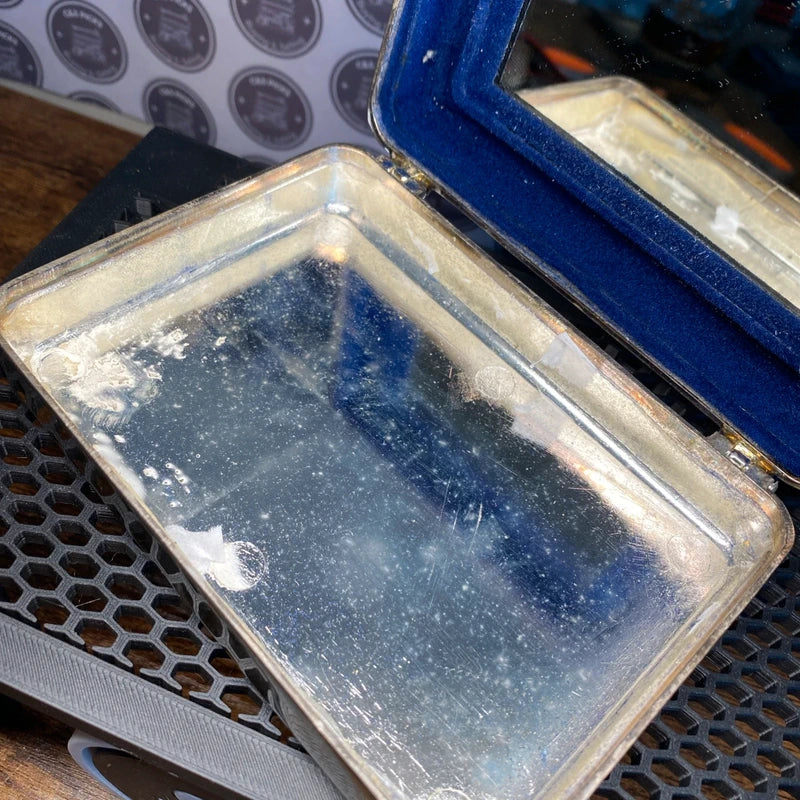 Vintage Jewellery Trinket Box W/ Mirror Silver Plated Home Decor Storage Prop