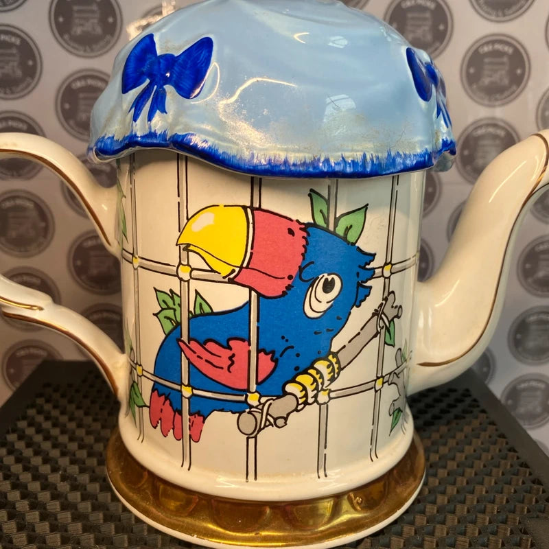 Vintage Price Kensington Parrot In Cage Teapot Rare 80s England Bird Home Decor