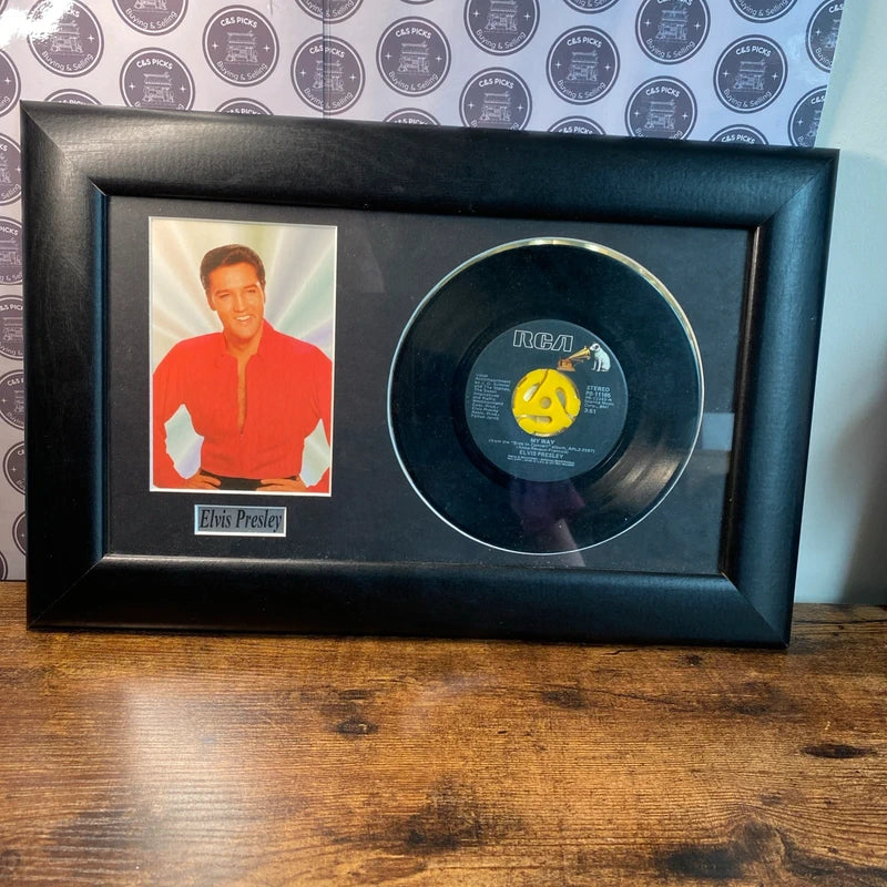 Vintage Framed Elvis Presley Photo & Record LP My Way RCA Mancave Bar Prop Decor