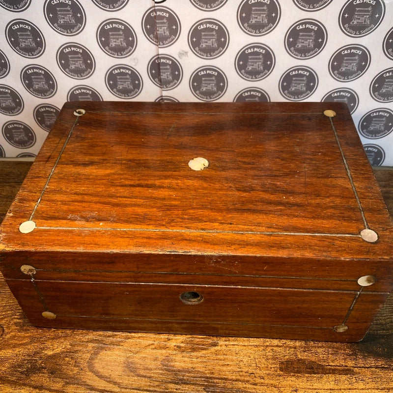 Vintage Rustic Wooden Treasure Chest Jewellery Box Trinkets Letter Storage Decor