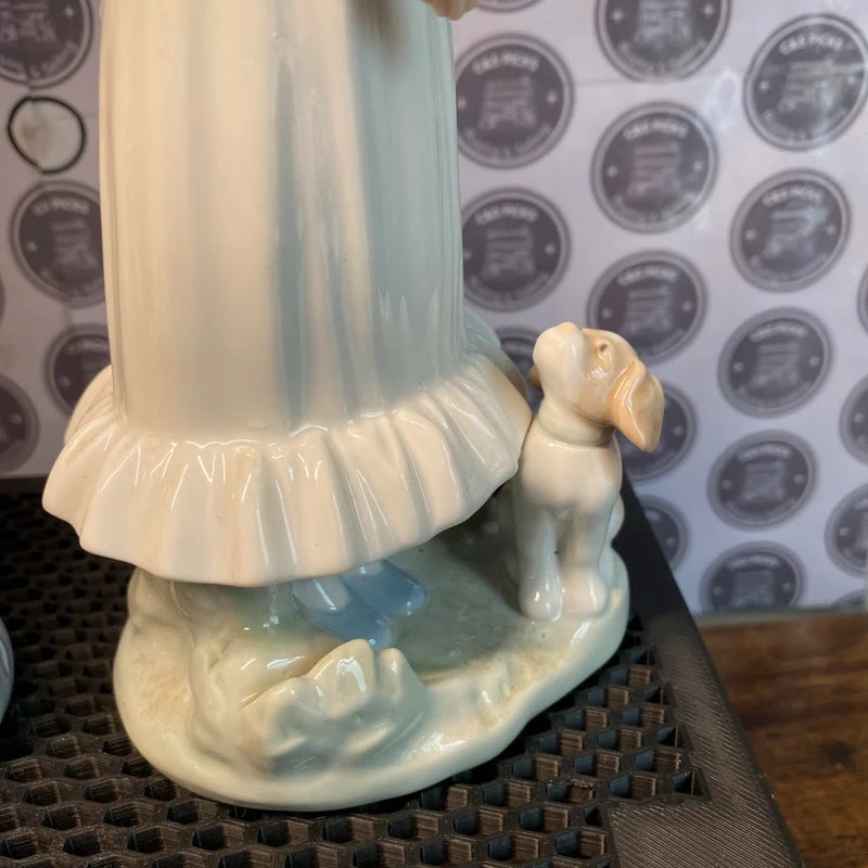 Vintage Pair of Nao Llardo Boy With Dog and Girl With Puppy Figurines Home Decor