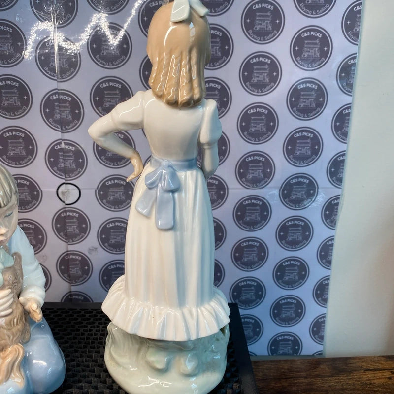 Vintage Pair of Nao Llardo Boy With Dog and Girl With Puppy Figurines Home Decor