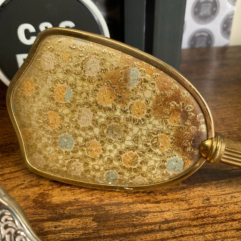 Vintage Hairbrushes Brass Handle Silver Plated 100% Nylon Decor Collectable Prop