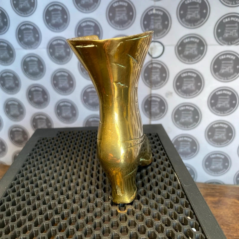 Vintage Brass Victorian Style Boot High Heel Vase Planter Decor Ashtray Shoe