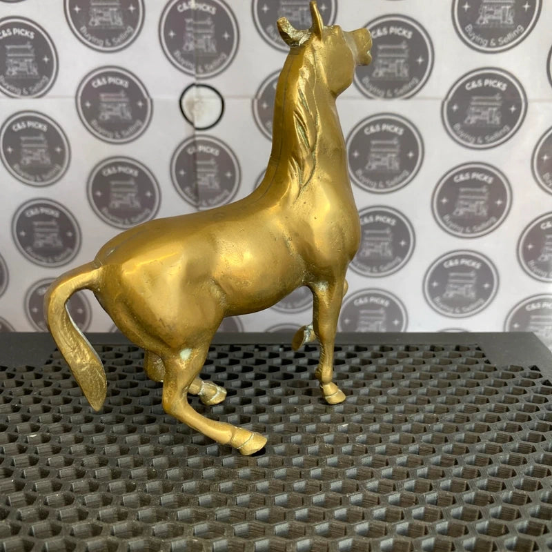 Beautiful Vintage Brass Horse Statue Decor collectible brass animal in stride