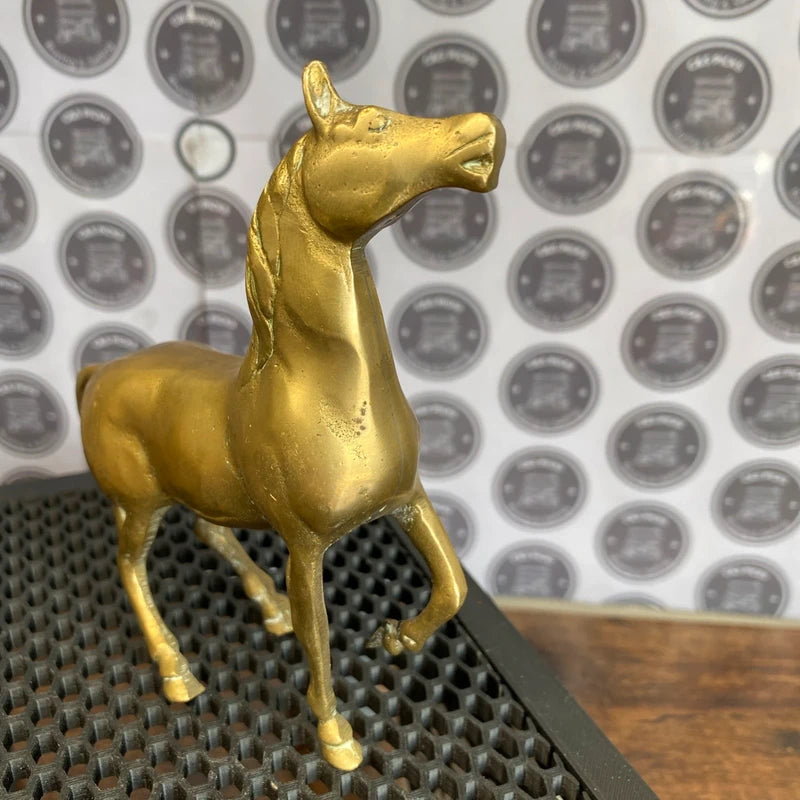 Beautiful Vintage Brass Horse Statue Decor collectible brass animal in stride