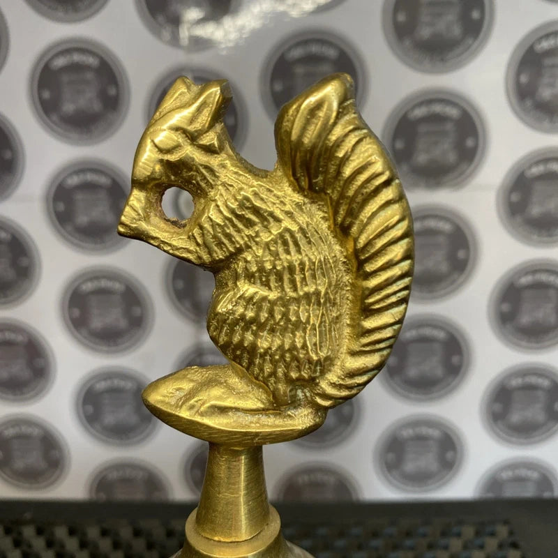 Vintage Brass Bell Squirrel Top Ornament Home Decor Animal Statue Figurine