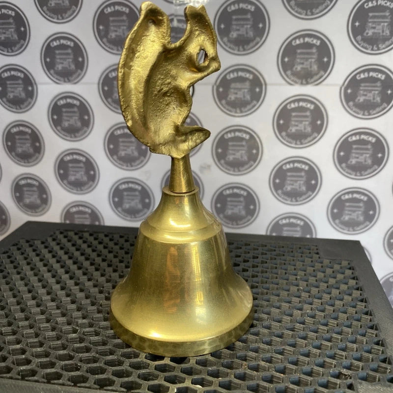 Vintage Brass Bell Squirrel Top Ornament Home Decor Animal Statue Figurine