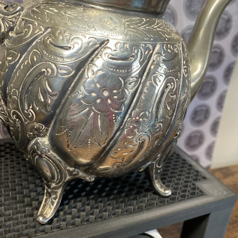 Vintage Silver Plated EPBM Tea Pot 19th Century Antique Victorian Style Decor