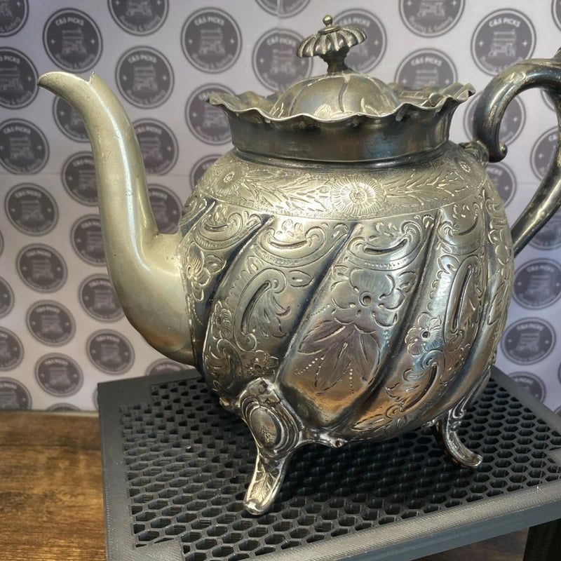 Vintage Silver Plated EPBM Tea Pot 19th Century Antique Victorian Style Decor