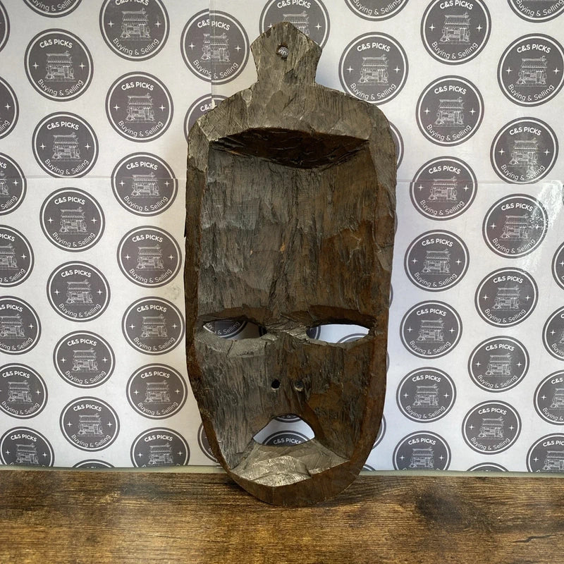 Vintage Solid Wood Hand Carved African Tribal Mask Wall Art Plaque Decor Gift