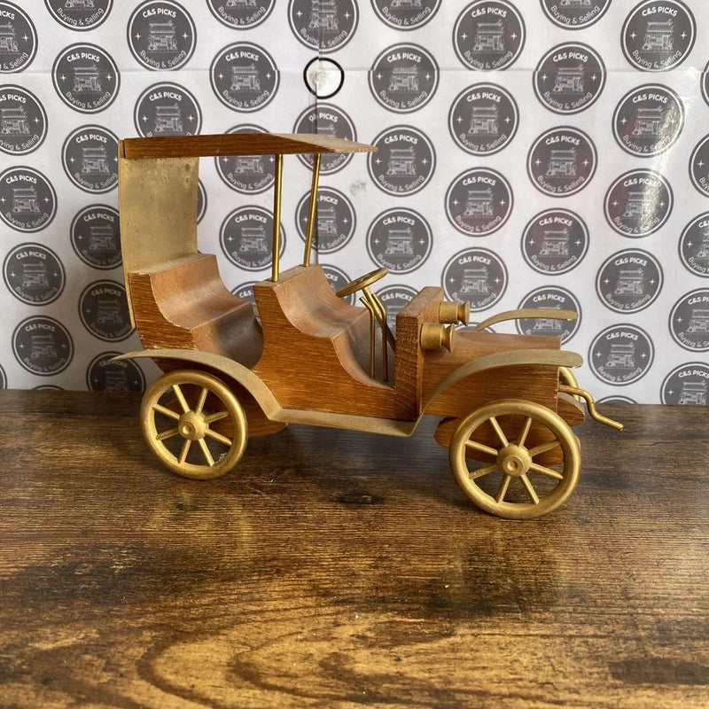 Vintage Wooden & Brass Antique Car Automotive Theme Desk Decor Mancave Bar Gift