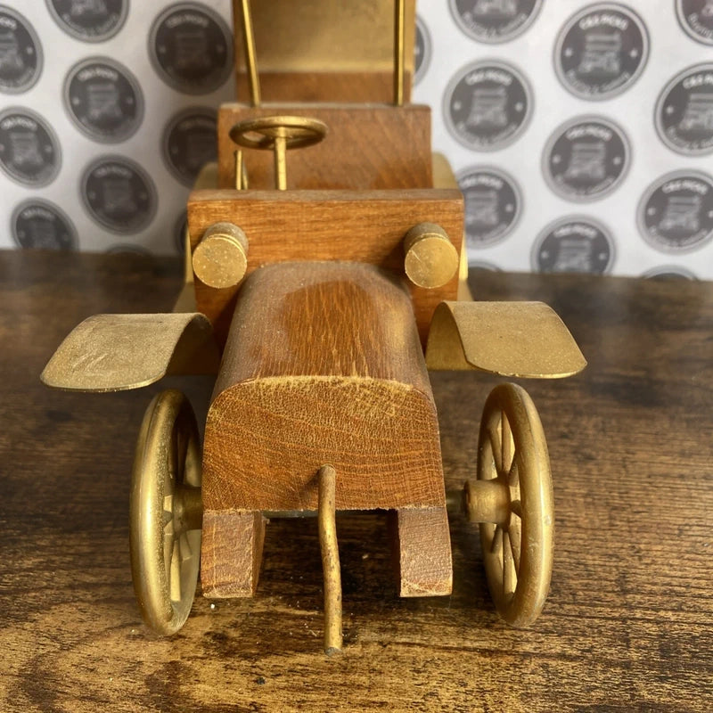 Vintage Wooden & Brass Antique Car Automotive Theme Desk Decor Mancave Bar Gift