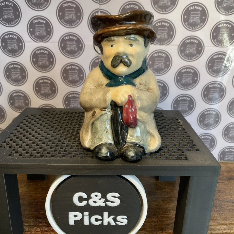 Vintage Roy Kirkham Pottery Character Toby Jug Poorman Mancave Home Bar Man Cave