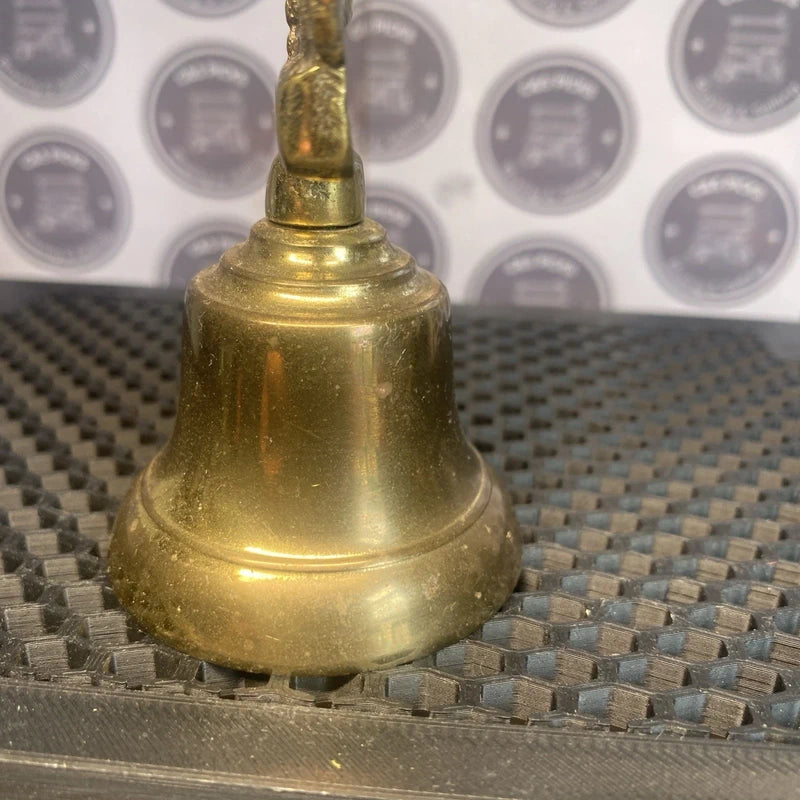 Vintage Solid Brass Hand Bell Wales Welsh Souvenir Collectible Decor Mancave Bar