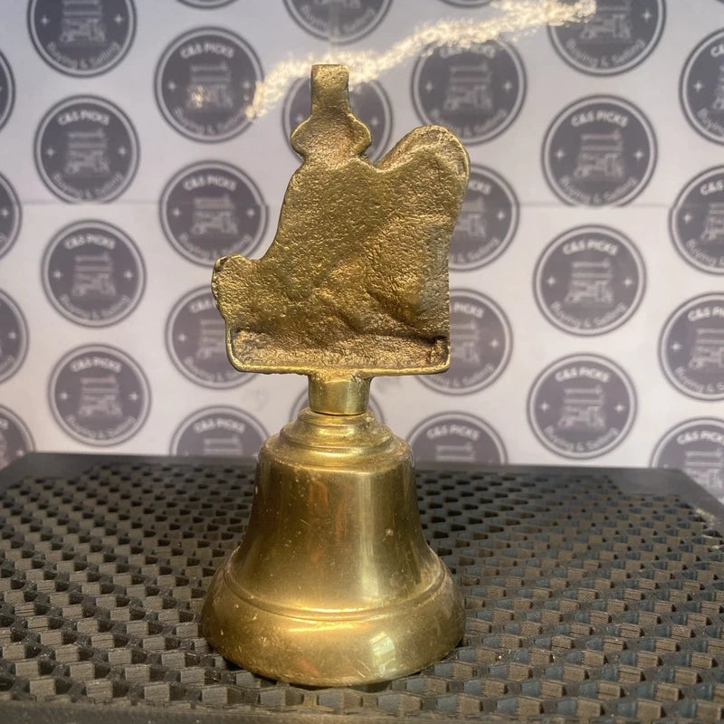 Vintage Solid Brass Hand Bell Wales Welsh Souvenir Collectible Decor Mancave Bar