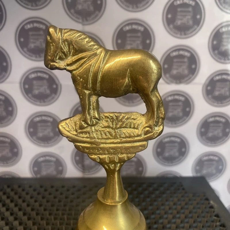 Vintage Brass Hand Bell Detailed Horse Design Made In India Decor Home Bar Prop