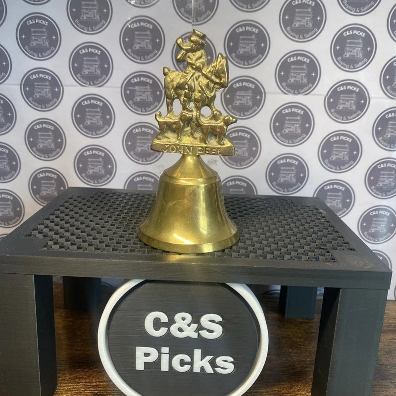 Vintage Brass John Peel Hand Bell Horse & Dogs Collectible Decor Prop Gift UK