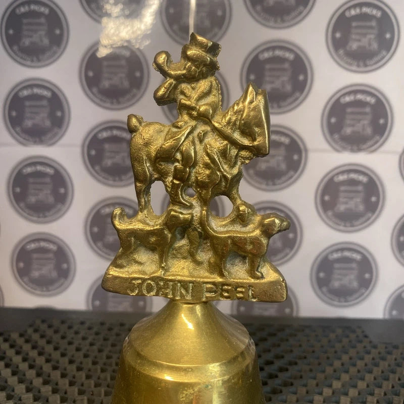 Vintage Brass John Peel Hand Bell Horse & Dogs Collectible Decor Prop Gift UK