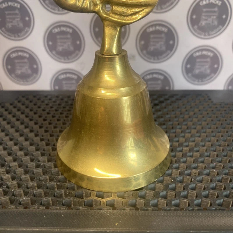 Vintage Brass Hand Bell Horse Head Handle Home Decor Collectible Gift Prop