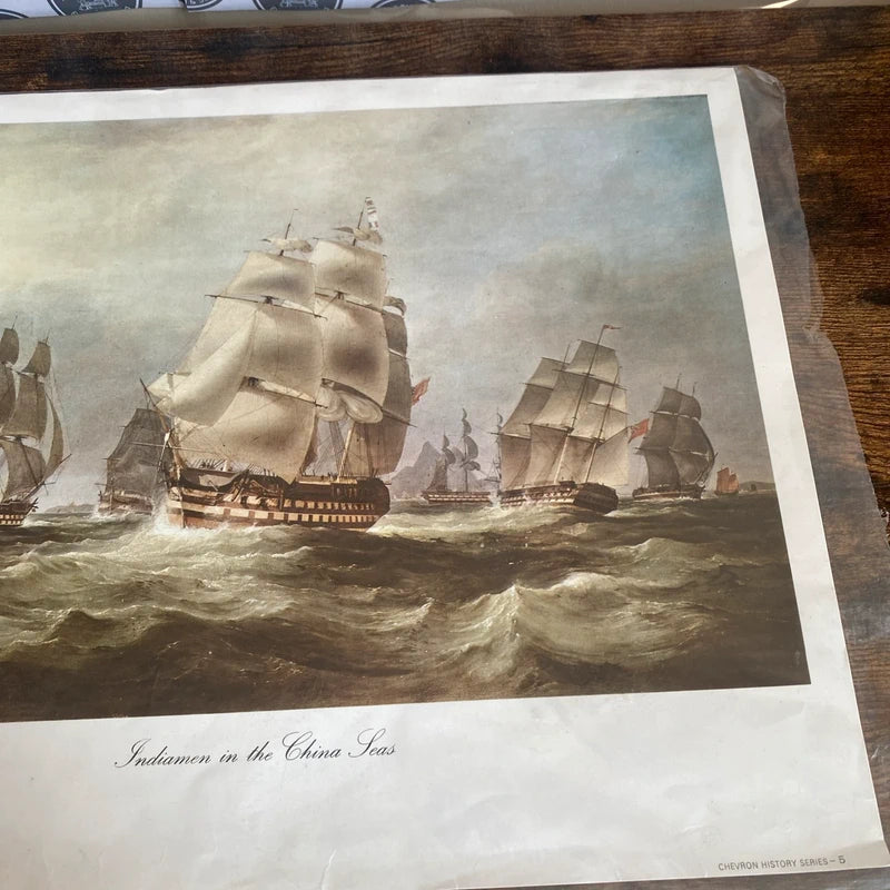 Vintage Nautical Art Indiamen In The China Seas Painting Print - Ships Boats Sea